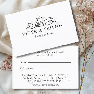 Elegant Crown Logo Salon Wit Aanbevelingskaartje