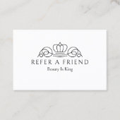 Elegant Crown Logo Salon Wit Aanbevelingskaartje (Voorkant)
