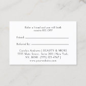 Elegant Crown Logo Salon Wit Aanbevelingskaartje (Achterkant)