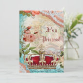 Elegant  Crown Princess Baby shower Kaart (Staand voorkant)