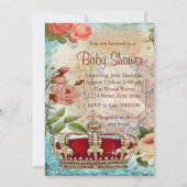 Elegant  Crown Princess Baby shower Kaart (Achterkant)