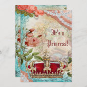 Elegant  Crown Princess Baby shower Kaart (Voorkant / Achterkant)