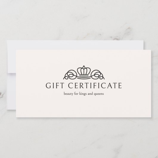 Elegant Crown Salon Beige Gift Certificate (Voorkant)