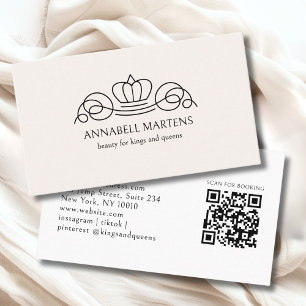 Elegant Crown Salon Beige QR-code Visitekaartje