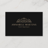 Elegant Crown Salon Black Beige Afsprakenkaartje (Voorkant)