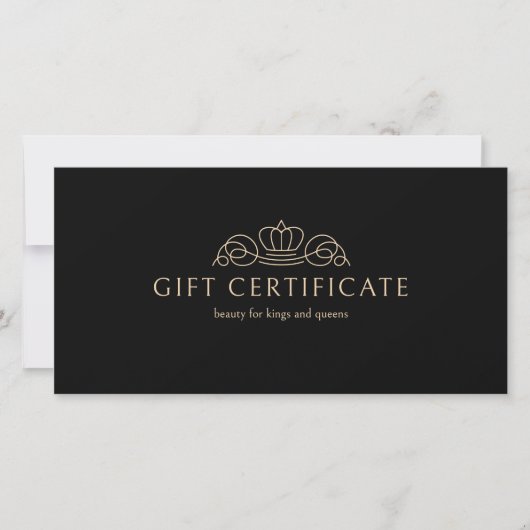 Elegant Crown Salon Black Beige Gift Certificate (Voorkant)