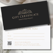Elegant Crown Salon Black Beige Gift Certificate