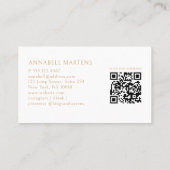 Elegant Crown Salon Black Beige QR Code Visitekaartje (Achterkant)