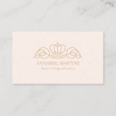 Elegant Crown Salon Blush Beige QR-code Visitekaartje (Voorkant)