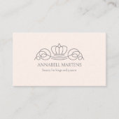 Elegant Crown Salon Blush Roze QR Code Visitekaartje (Voorkant)
