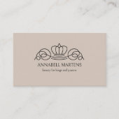 Elegant Crown Salon Light Brown QR Code Visitekaartje (Voorkant)