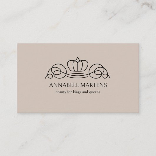 Elegant Crown Salon Light Brown QR Code Visitekaartje (Voorkant)