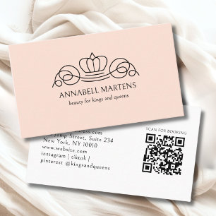 Elegant Crown Salon Peach QR-code Visitekaartje
