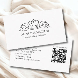 Elegant Crown Salon White QR Code Visitekaartje