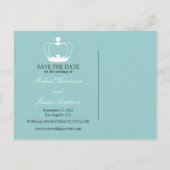 Elegant Crown Save the Date Briefkaart - Blauw (Achterkant)