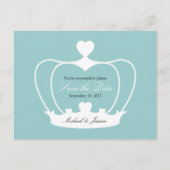 Elegant Crown Save the Date Briefkaart - Blauw (Voorkant)