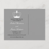 Elegant Crown Save the Date Briefkaart - Grijs (Achterkant)