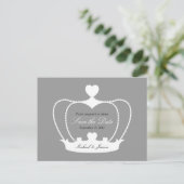 Elegant Crown Save the Date Briefkaart - Grijs (Staand voorkant)