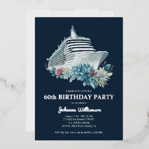 Elegant Cruise Trip Women 60th Birthday Party Folie Uitnodiging