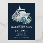 Elegant Cruise Trip Women 60th Birthday Party Folie Uitnodiging (Voorkant)
