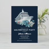 Elegant Cruise Trip Women 60th Birthday Party Folie Uitnodiging (Staand Voorkant)