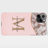 Elegant Crusted Gold Marble Dusty Pink Monogram iPhone Hoesje (Achterkant horizontaal)