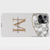 Elegant Crusted Marble Black Gray Monogram 3 iPhone Hoesje (Achterkant horizontaal)