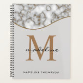 Elegant Crusted Marble Black Gray Monogram 3 Planner (Voorkant)