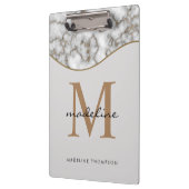 Elegant Crusted Marble Black Gray Monogram Klembord (Links)