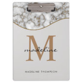 Elegant Crusted Marble Black Gray Monogram Klembord (Voorkant)