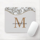 Elegant Crusted Marble Black Gray Monogram Muismat (Met muis)