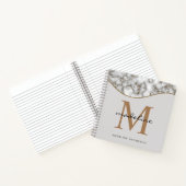 Elegant Crusted Marble Black Gray Monogram Notitieboek (Binnen)