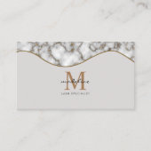 Elegant Crusted Marble Black Gray Monogram Visitekaartje (Voorkant)