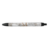 Elegant Crusted Marble Black Gray Monogram Zwarte Inkt Pen (Voorkant)
