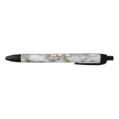 Elegant Crusted Marble Black Gray Monogram Zwarte Inkt Pen (Bodem)