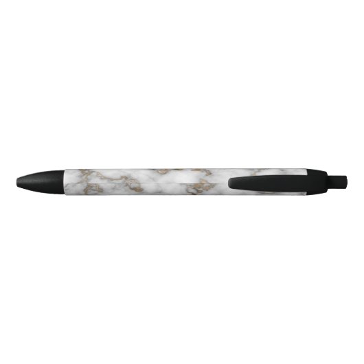 Elegant Crusted Marble Black Gray Monogram Zwarte Inkt Pen (Achterkant)