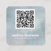 Elegant Crystal Blue pearly Iridescent QR CODE Vierkante Visitekaartje (Voorkant)