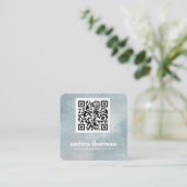 Elegant Crystal Blue pearly Iridescent QR CODE Vierkante Visitekaartje (Staand voorkant)