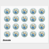 Elegant Crystal Blue Rose Gold Gemstone Sweet 16 Ronde Sticker (Vel)