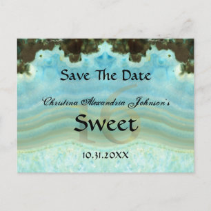 Elegant Crystal Blue Sweet 16 Bewaar de datum Aankondigingskaart