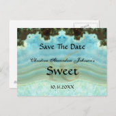 Elegant Crystal Blue Sweet 16 Bewaar de datum Aankondigingskaart (Voorkant / Achterkant)