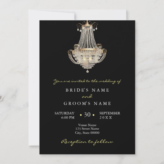 Elegant crystal chandelier trouwuitnodiging kaart (Voorkant)