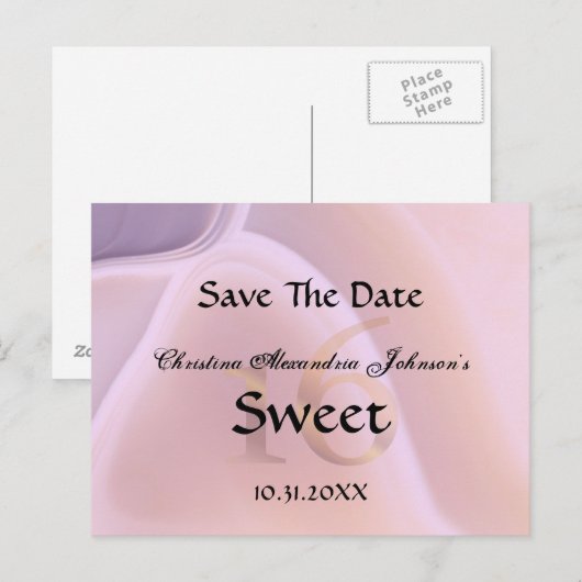 Elegant Crystal Pink Sweet 16 Bewaar de datum Aankondigingskaart (Voorkant / Achterkant)