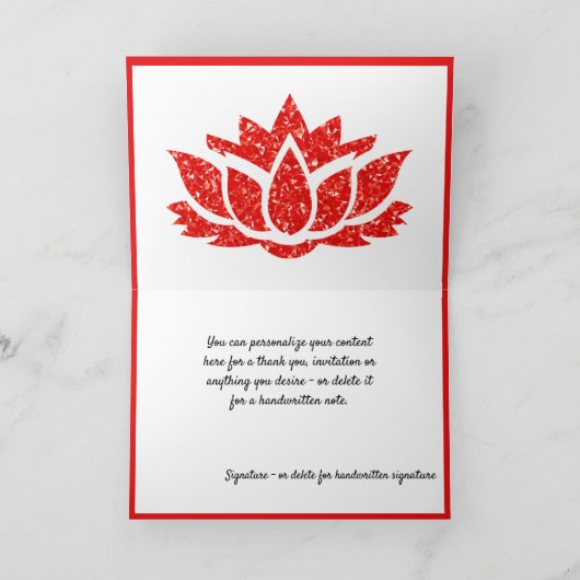 Elegant Crystal Ruby Red Gemstone Lotus Flower Kaart (Binnen)