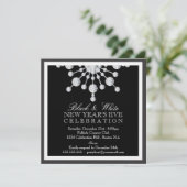 Elegant Crystal Snow Nieuwjaar Eve Black & White Kaart (Staand voorkant)