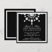 Elegant Crystal Snow Nieuwjaar Eve Black & White Kaart (Voorkant / Achterkant)