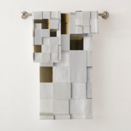 Elegant Cube wall 3D art. wit en goud Bad Handdoek