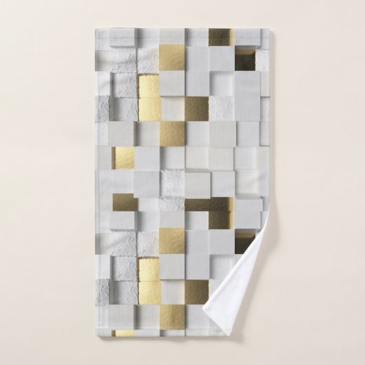 Elegant Cube wall 3D art. wit en goud Bad Handdoek (Handdoek)