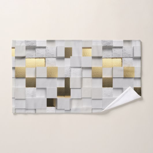 Elegant Cube wall 3D art. wit en goud Bad Handdoek (Handdoek)