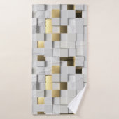 Elegant Cube wall 3D art. wit en goud Badhanddoek (Badhanddoek)